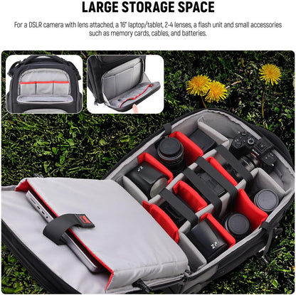 Neewer PB027 2-in-1 fototas met wieltjes, afneembare schokbescherming, intrekbare handgreep, regenbescherming, robuuste rugzak, flitsstatief, laptoplens, zwart, PB027
