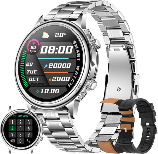 Smartwatch Dames met Bellen/Kiezen via Bluetooth, Smart Watch voor Dames, Slaapmonitor Menstruatie volgen, Calorie Stappenteller Stopwatch Smart Activity-Armband voor Android iOS (Zilver Staal)