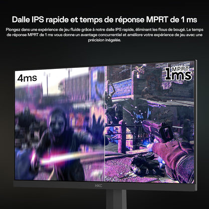 HKC 24 inch gamingmonitor, Full HD (1920 × 1080), 240 Hz Fast IPS, 1 ms, HDR400, 90% DCI-P3, tot 260 Hz overklokt, VESA 100 × 100, blauw lichtfilter, HDMI 2.0 & DisplayPort 1.4