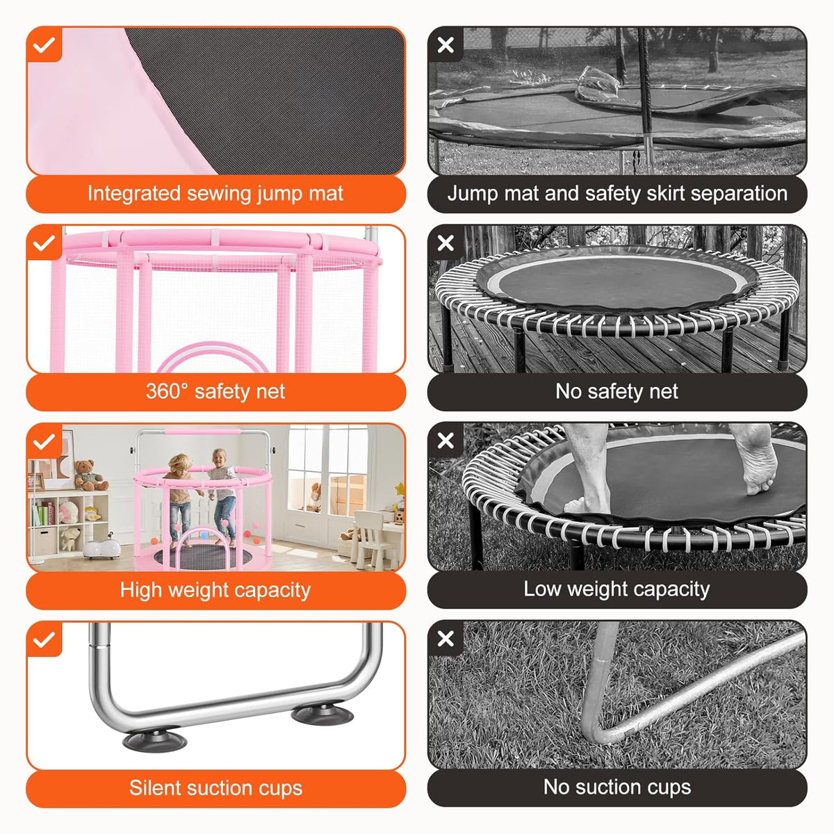 VEVOR Trampoline voor kinderen, roze (trampoline 140 cm)