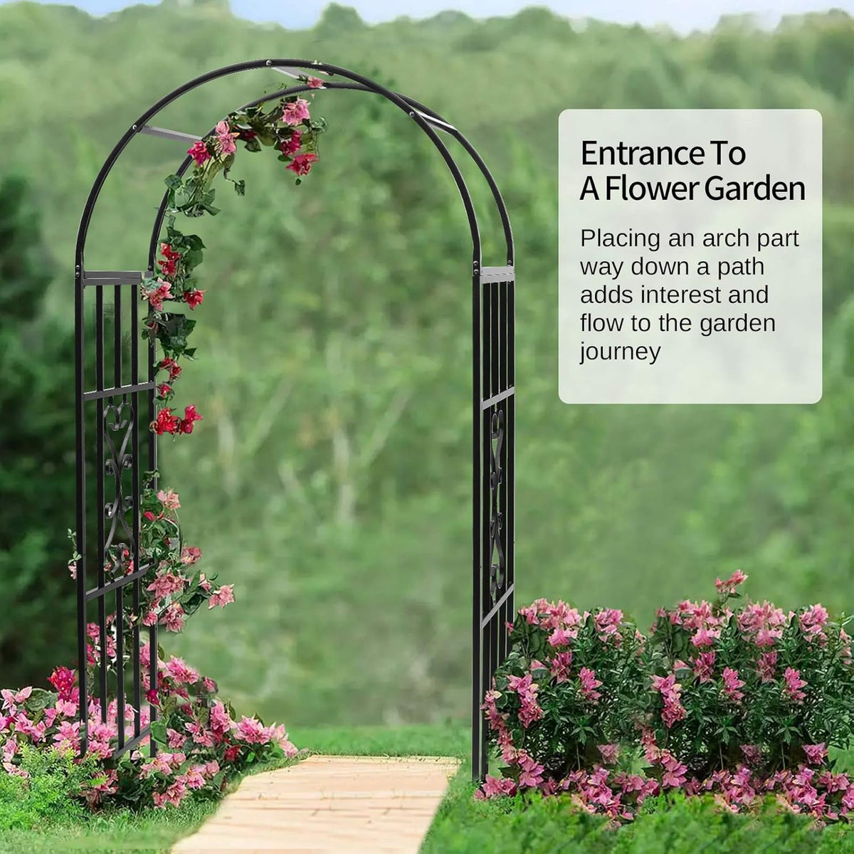 SCENDOR 45" B x 83" H Tuin priëlen, gebogen metalen duurzame ijzeren trellis planten staan gebruik voor buiten tuin prieel klimplanten bruiloft bogen ceremonie