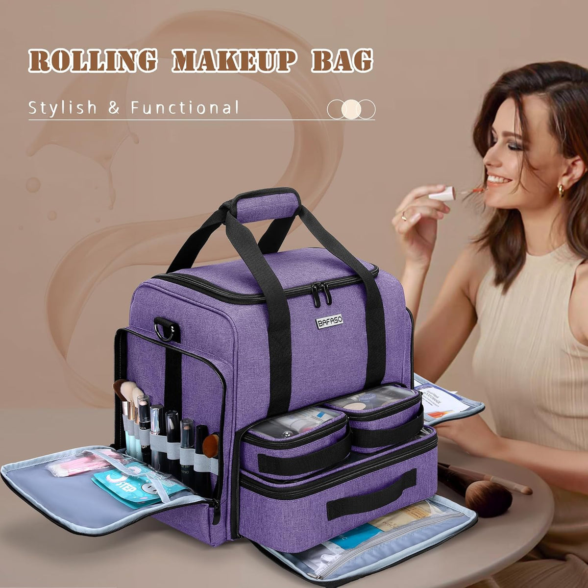 BAFASO Make-up trolley tas,, lila, 33 cm