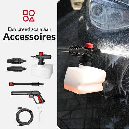 LEHMANN Hudson Hogedrukreiniger met Aluminium Pomp, 1800 W, Max. 220 Bar Druk, 450 l/h Debiet, Accessoires incl. Verstelbaar Mondstuk, Turbosproeier, Schuimlans