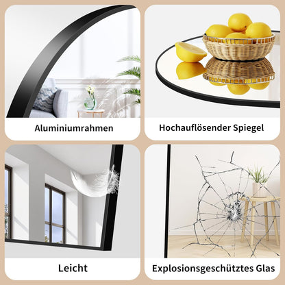 Full-body Spiegel – Grote Staande Spiegel – Muurspiegel – Volledige Lengte Spiegel – Zwarte Lijst Spiegel – 192 x 85 cm – Onbreekbaar Glas Met Aluminium Frame