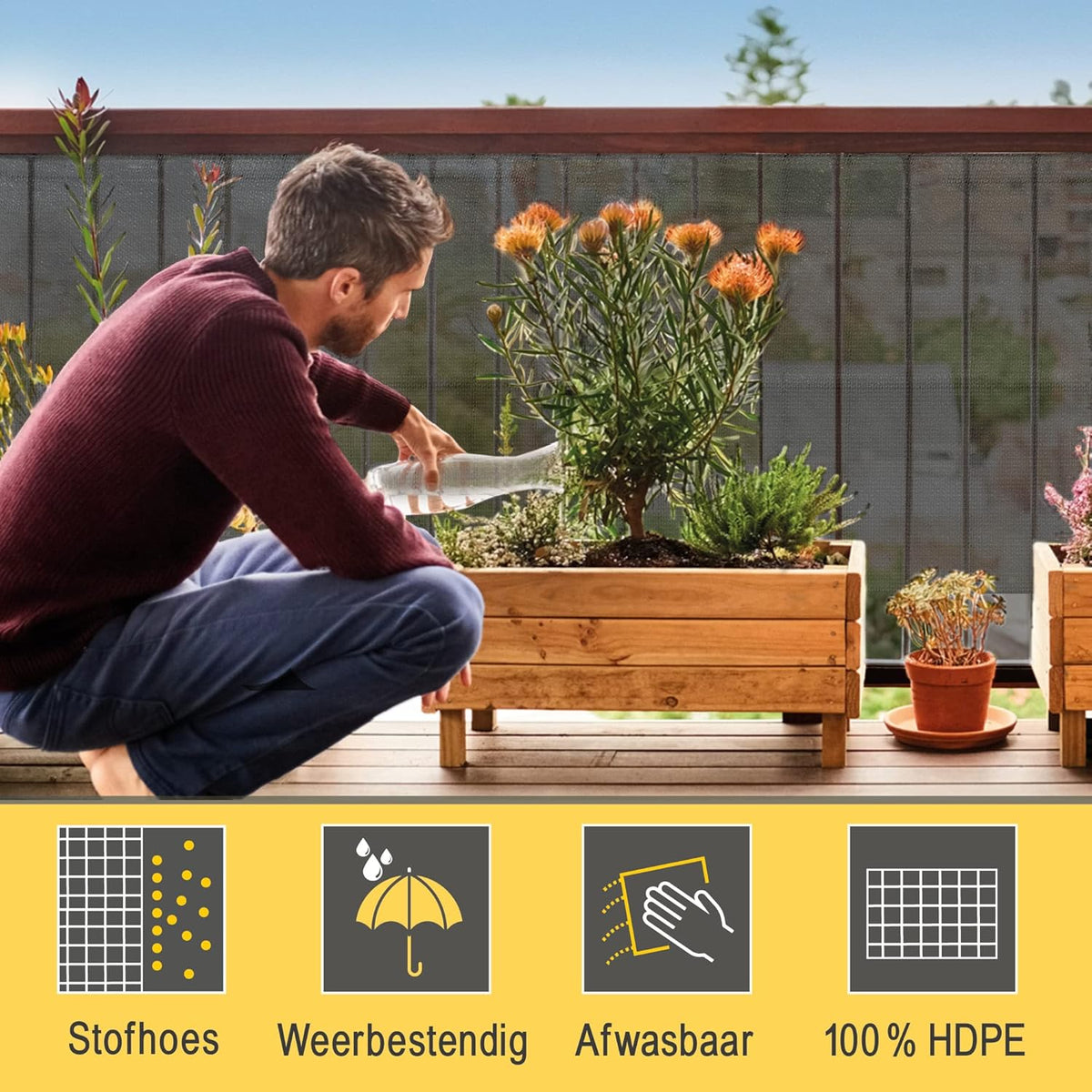 Sol Royal Zichtbreeknet Antraciet SG 80 Balkonscherm Zichtdoek 5000x200cm - Omheining 165 g/m² - Balkondoek Tuinnet zonwerend HDPE - Inclusief Kabelbinders