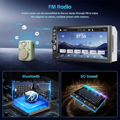 Hikity Autoradio 2 Din met 7 inch IPS-touchscreen, 2-DIN-radio met draadloze Carplay Android Auto online videoweergave video-uitgang FM-radio Bluetooth SWC CAM + MIC