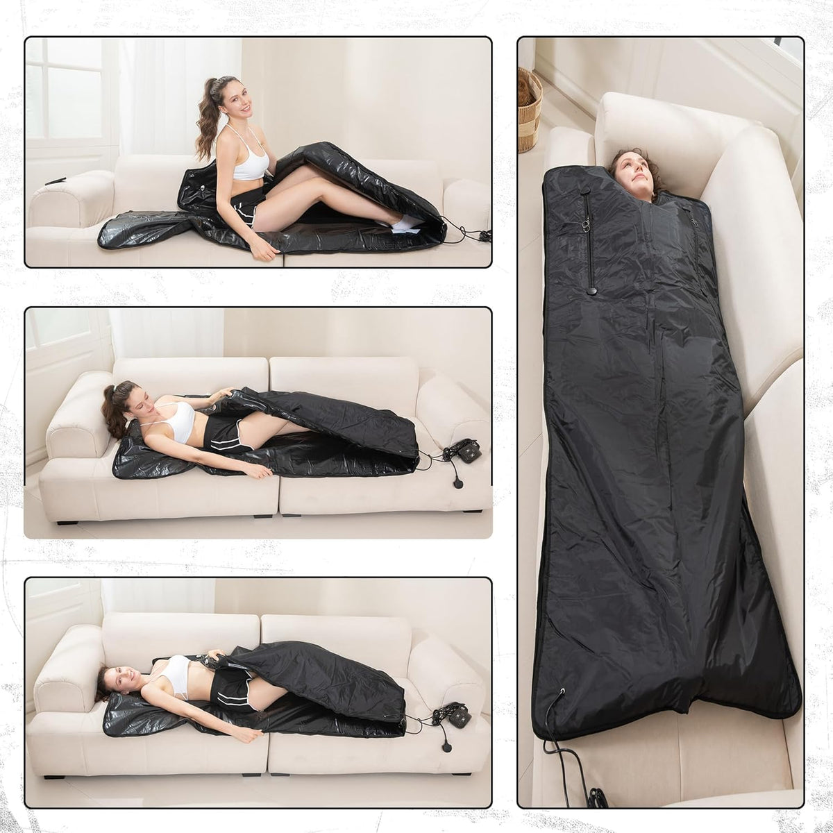 MAXSTRENGTH Sauna Blanket Infrared for Weight Loss and Detox | 35-70°C Adjustable Heat | 180 x 160 cm | Home Spa Therapy Blanket for Relaxation and Muscle Recovery (Black, Full Body, 180 x 160 cm) - QUORE