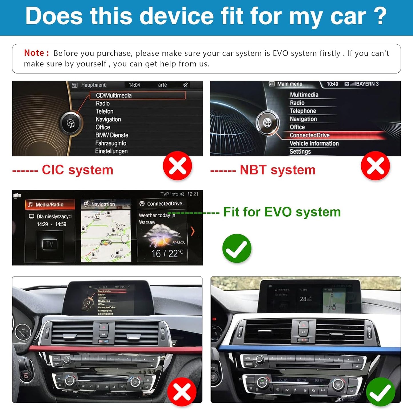 Ninetom 12,3 inch autoradio met Carplay en Android Auto voor BMW 3/4 Series F30 F31 F32 F33 F34 F35 F36 Jaren 2017-2019 met EVO-systeem, ondersteuning voor Mirrorlink, camera en navigatie