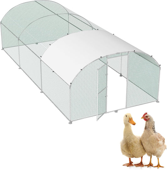 Pet Cage Chickens Outdoor Enclosure Chicken Coop Made of Galvanized Metal 3 x 6 m Winter Resistant Chicken Coop with Sun Roof and Lock Outdoor Enclosure for Small Animals Poultry Plants
