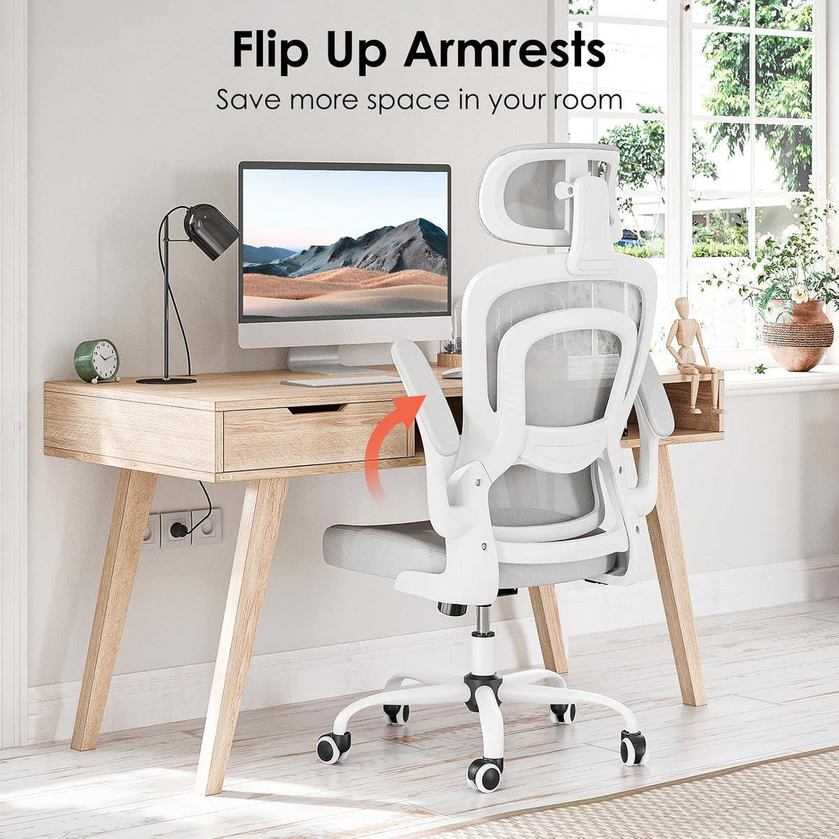 Ergonomische Bureaustoel – Computerstoel – Bureau Stoel – Office Chair – Managersstoel – In Hoogte Verstelbaar – Ademend Polyester Met Lendensteun