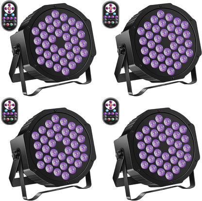 UV LED Blacklight Set – Blacklight Lamp – UV Spotlights – DJ Verlichting – Disco Lamp – 4 Stuks – Afstandsbediening en DMX – 36 LED’s Met Stroomgekoelde Aluminium Behuizing