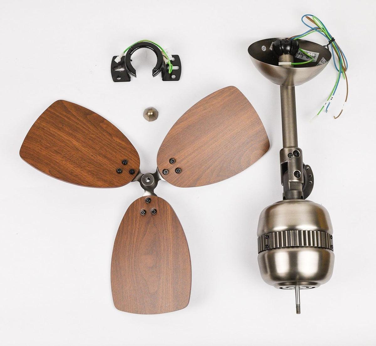Plafondventilator/Wandventilator Antiek Messing/Walnoot – Ventilator – Kamerventilator – Koelventilator – Luchtcirculator – 45,7 Cm Compact Voor Kleine Ruimtes – Stille AC-Motor Met 4 Snelheden