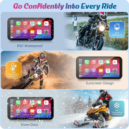 Carpuride W603B voor BMW R1200GS R1250GS S1000XR Motorfiets Carplay Scherm Waterdicht 6.3 Inch Touchscreen GPS Navigatie Carplay/Android Auto Draagbare voor Motorfiets
