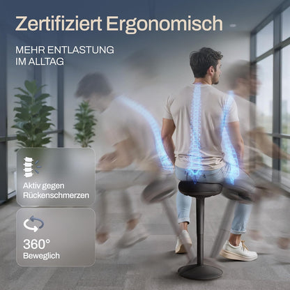 Ergonomische Bureaukruk – Schommelkruk – Wiebelkruk – Zitkruk – Balanskruk – 2-In-1 Zit- En Stahulp – In Hoogte Verstelbaar