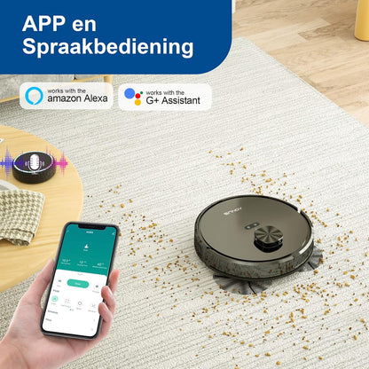 Robotstofzuiger – Robotstofzuiger met dweilfunctie – Robotveger – Automatische Stofzuiger – Dweilrobot – Lasernavigatie – 3700 Pa Zuigkracht – 3,5L Automatisch Afzuigstation