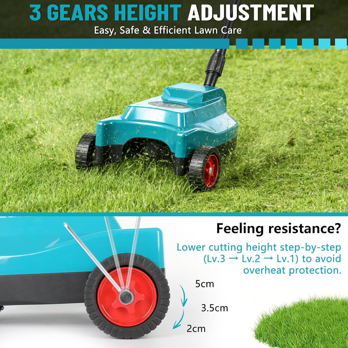 Accugrasmaaier voor Makita 18V accu, 23 cm maaibreedte, 3 instelbare maaihoogte, borstelloze accugrasmaaier voor gazons tot 50 m² (zonder accu)