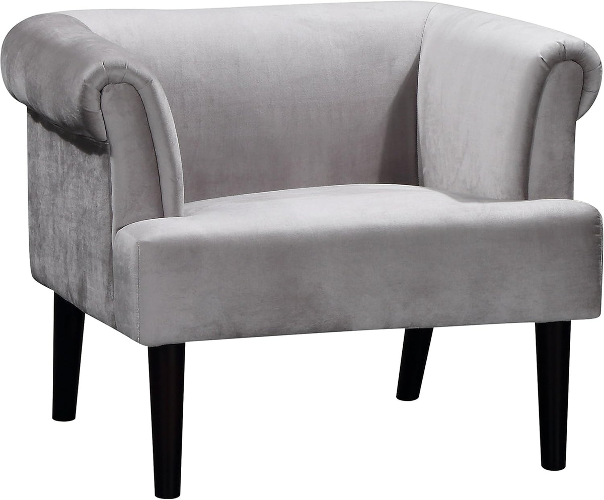 Atlantic Home Collection Charlie fauteuil, armleuningstoel met massief houten poten, fluweel, grijs, 74 x 86 x 70 cm
