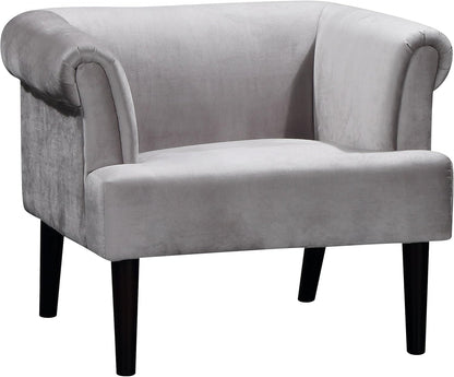 Atlantic Home Collection Charlie fauteuil, armleuningstoel met massief houten poten, fluweel, grijs, 74 x 86 x 70 cm