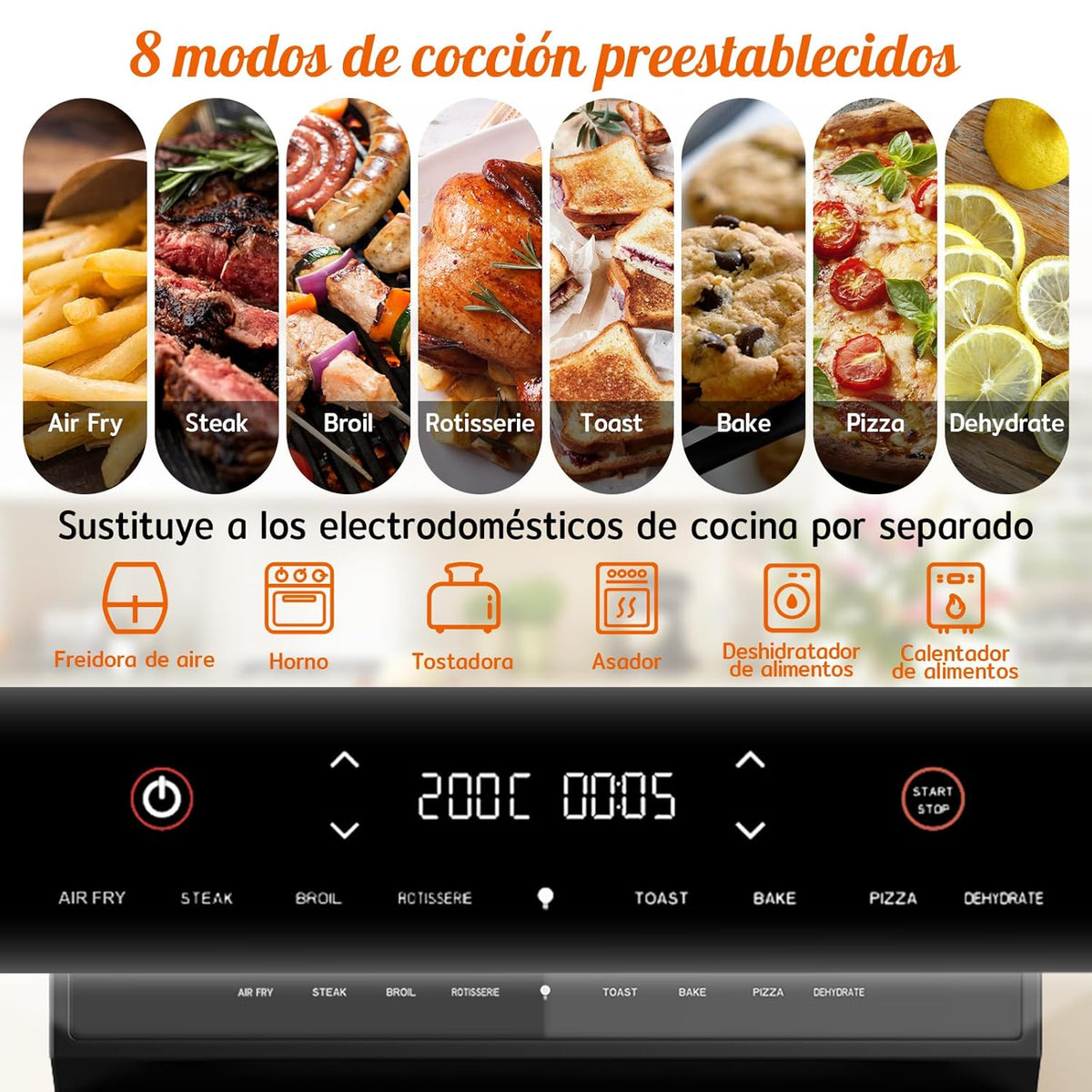 HYSapientia® 24L heteluchtfriteuse XXL, mini-oven met convectie 1800 W, mini-oven mini-oven met digitaal led-touchscreen, heteluchtoven 8 programma's, pizzaoven, airfryer XXL