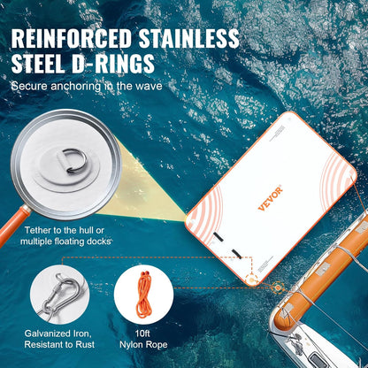 VEVOR Opblaasbaar drijvend dok, 8 x 5 ft opblaasbaar dockplatform, antislip waterdrijvende dokmat met draagbare draagtas en afneembare ladder, drijvend platform eilandvlot voor zwembad, strand, oceaan