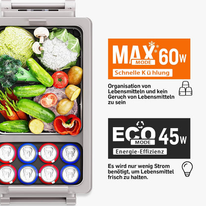 EUHOMY Compressor-koelbox, 55 liter, autocompressor met 12/24 V DC en 240 V AC, draagbare koelkast, vriezer, koeler, voor auto, camper, camping, reizen, vissen, outdoor of thuisgebruik.