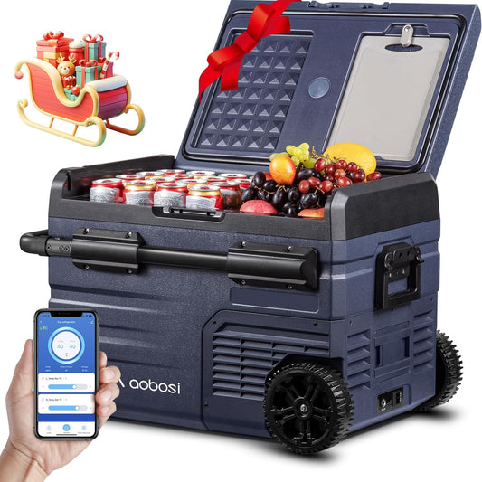 AAOBOSI 35 l compressor koelbox dual zone, koelbox auto met wifi-app-besturing USB-aansluiting, 12/24 V en 100-240 V koelbox tot -20 °C voor auto, vrachtwagen, boot, camper, camping