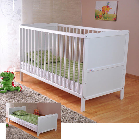 Babyledikant – Babebedje – Kinderbed – Babybed – Ledikant – Verstelbaar In Hoogte – Ombouwbaar Tot Juniorbed – Met Aloe Vera Foam Matras – Met Tandrails – Wit