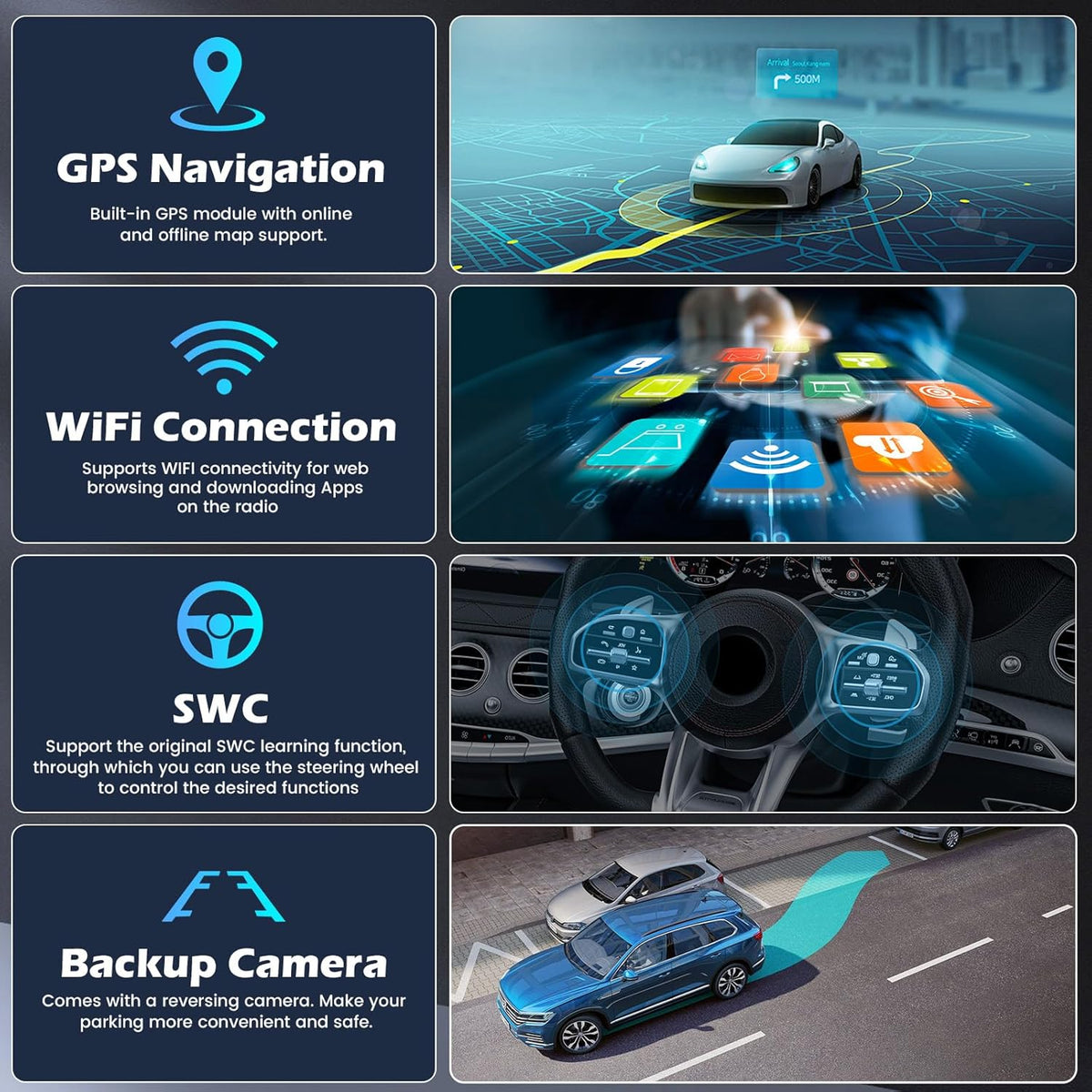 4G+64G Android 15 2 DIN Autoradio voor VW Golf Tiguan Caddy Polo Touran met Draadloze CarPlay Android Auto GPS, 7" Touchscreen, DSP FM/RDS Radio WiFi + Achteruitrijcamera + Microfoon