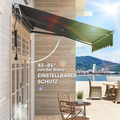 Outsunny klemmarkise mit Handkurbel elektrisch höhenverstellbar Gelenkarmmarkise Markise Sonnenschutz UV 30+ Balkonmarkise incl. Wandhalterung Sonnenmarkise 300cm breit für Terrasse Balcony Dunkelgrau