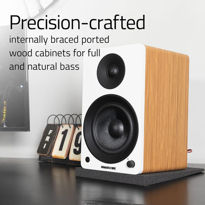 Fluance Ai41 Aangedreven 2-weg 2.0 stereo boekenplankluidsprekers met 5" drivers, 90W versterker voor draaitafel, tv, pc en Bluetooth 5 draadloze muziekstreaming met RCA, optisch, subwooferuitgang
