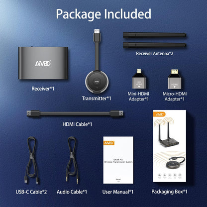 Draadloze HDMI-zender en ontvanger, 5G/4K HDMI draadloos, 164FT/50M, meertalige ondersteuning, audio-video-streaming-speler, voor laptop/pc/camera op HDTV/projector/monitor