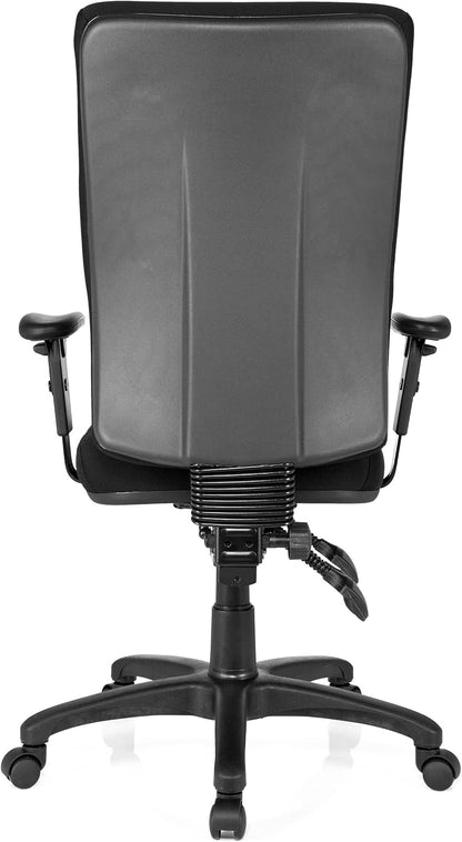 hjh OFFICE 702100 bureaustoel draaistoel Zenit High stof zwart, extreem dikke vaste bekleding, zeer goede verstelmogelijkheden, in hoogte verstelbare armleuningen, ergonomische bureaustoel