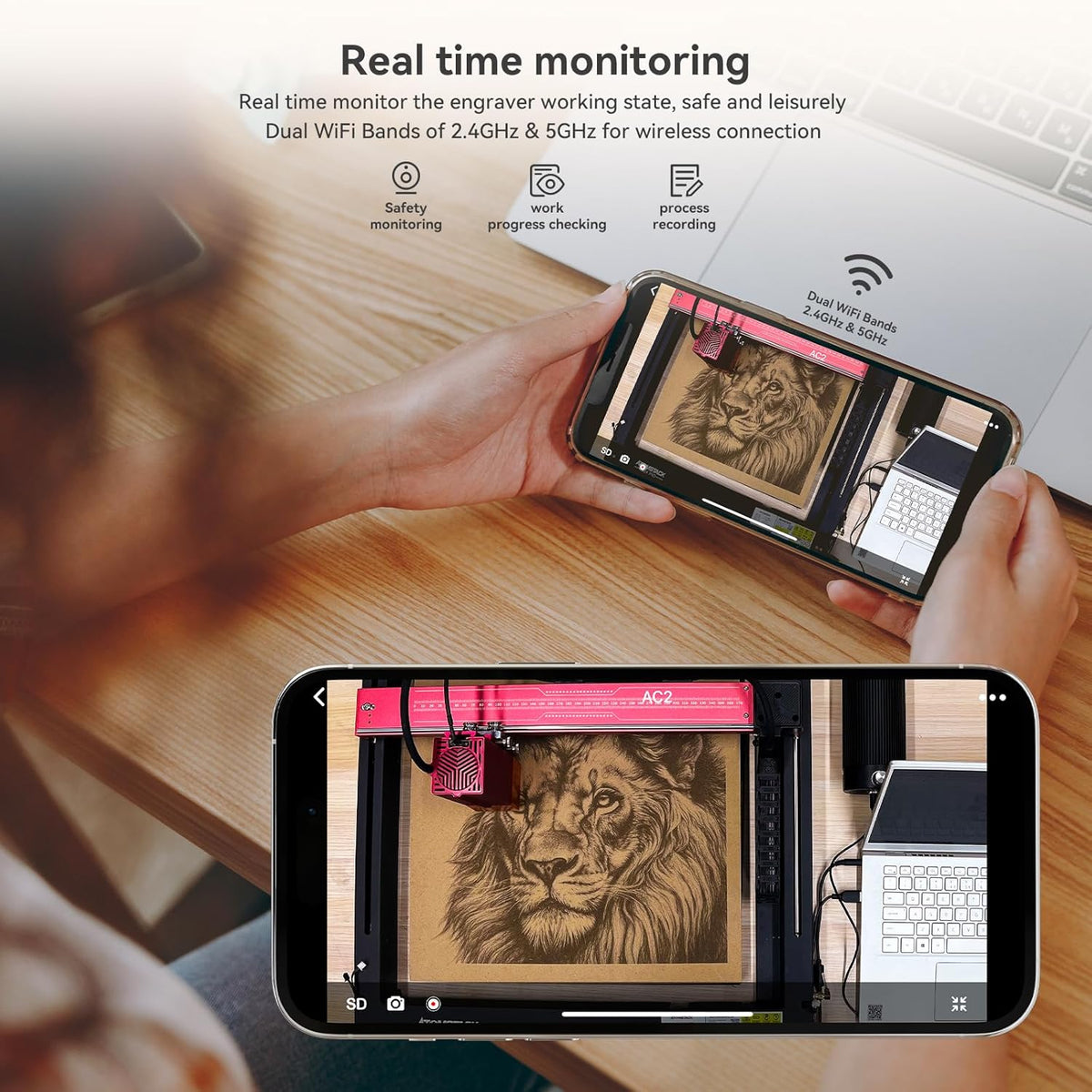 Lasergraveercamera – Graveercamera – Camera Voor Lasergraveermachine – Positioneercamera – Previewcamera – 1080P / 2 MP Beeldkwaliteit – Automatische Positionering Met Minder Dan 1 Mm Afwijking