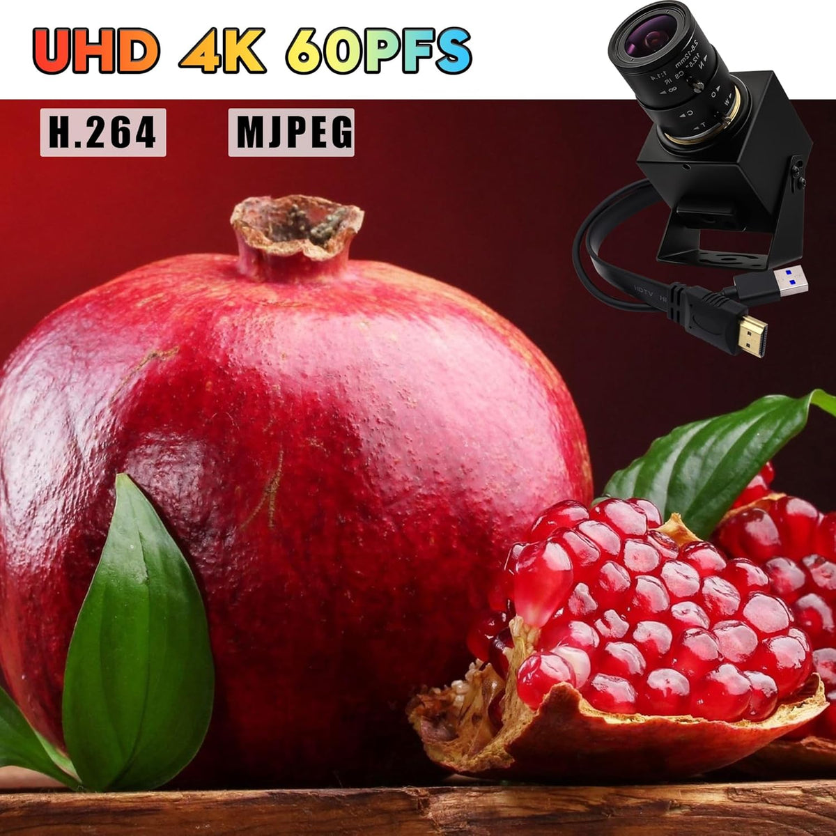 Svpro HDMI USB Zoom Camera 4K 60fps USB 3.0 handmatige focus webcam met 2,8-12 mm optische zoomlens, HD industriële camera 8MP H.264 60fps voor computer, monitor, tv, projector