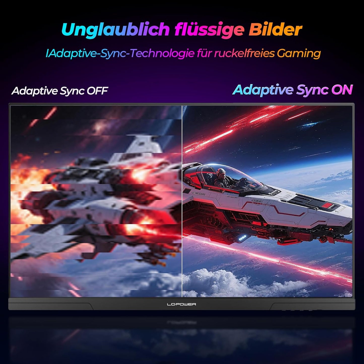 LC-Power Monitor Gaming 27 Pollici, Dual Mode UHD 4K (3840×2160) 160Hz | FHD 320Hz, 1ms OD, Rapid IPS, 130% sRGB, AdaptiveSync, HDR400, HDMI 2.1, DP 1.4, VESA, M27UFD