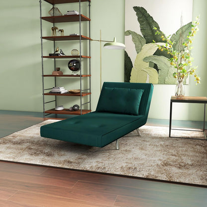 HOMCOM Slaapstoel, klapstoel met bedfunctie, enkele bank met kussen, logeerbed, gestoffeerde bank met fluwelen look, voor woonkamer, slaapkamer, donkergroen, 77 x 88 x 83 cm