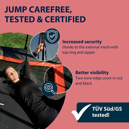 HUDORA Trampoline 4square – 244 x 366/215 x 305 cm grote, rechthoekige outdoor trampoline – rechthoekige sporttrampoline voor maximaal 120 kg – familietrampoline met hoge veerkracht – hoogwaardige