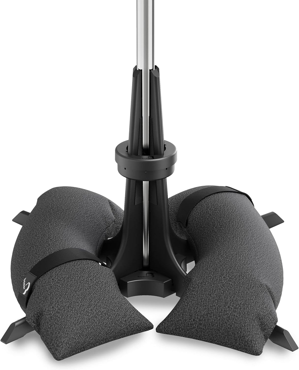 BASER Heavy Duty Parasolvoet Parasolstandaard – Vulbare Zandzakken tot 50kg voor Parasol tot 3,5m – Gerecyclede Parasolhouder voor 38-58mm Mast, Zwart
