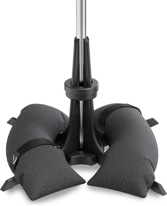 BASER Heavy Duty Parasolvoet Parasolstandaard – Vulbare Zandzakken tot 50kg voor Parasol tot 3,5m – Gerecyclede Parasolhouder voor 38-58mm Mast, Zwart