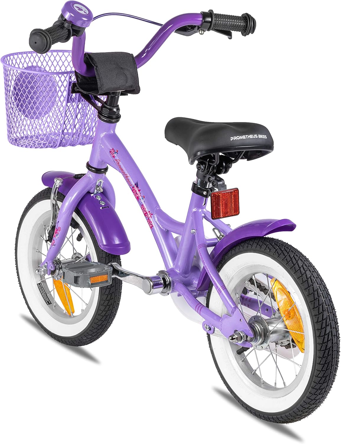 PROMETHEUS BICYCLES kinderfiets 12 inch meisjes- fiets meisje van 3 jaar met zijwieltjes terugtraprem Meisjesfiets 12 inch in paars