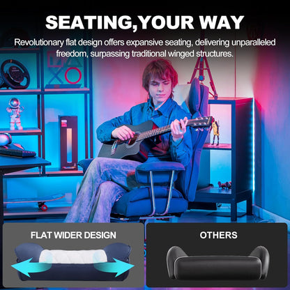 GTPLAYER Ergonomic Gaming Chair, Adjustable Gaming Chair, Office Chair with Footrest, Adjustable Backrest, for Work and Game, Technical Fabric, Dark Blue - QUORE