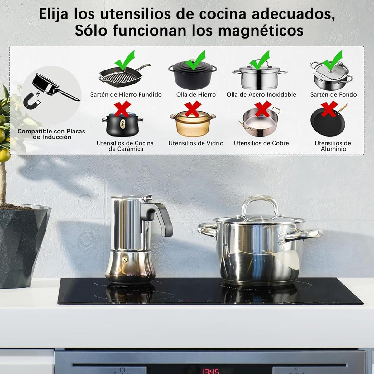 NOXTON Inductiekookplaat 3 kookplaten 60 cm, uitgerust met een 60cm stekker, touch control, 1-90 minuten timer, 9-speed, kinderslot, automatisch sluiten, warmteindicator (3500 watt).
