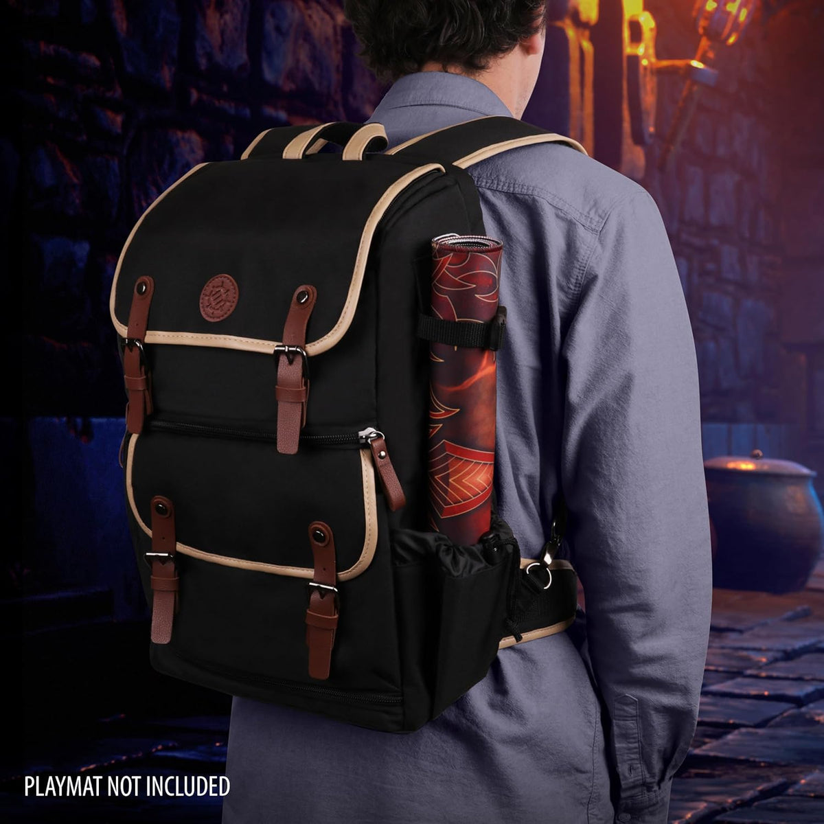 ENHANCE Designer Edition Trading Card Rugzak - MTG Deck Bag met Kaartbinder Ruimte, TCG Deck Box Opslag, Speelmat Houder - Compatibel met Magic the Gathering, Pokemon, Lorcana (Canvas Look - Zwart)