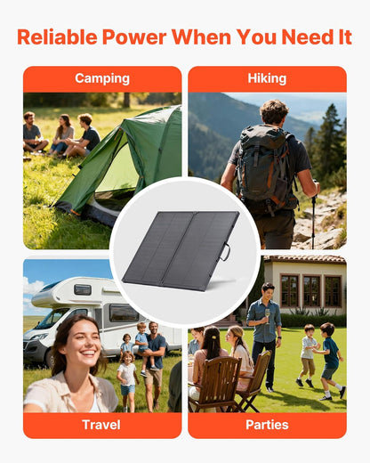VEVOR Opvouwbaar zonnepaneel 100 W met frame, draagbaar monokristallijn fotovoltaïsch paneel type N met 16 BB, zonne-oplader IP67 waterdicht met PWM-controller 30 A MC4-uitgang