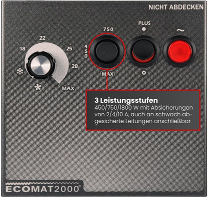 Classic Plus mobiele ventilatorkachel, 230 V, 450 W, 750 W, 1800 W, thermostaat, automatische uitschakeling