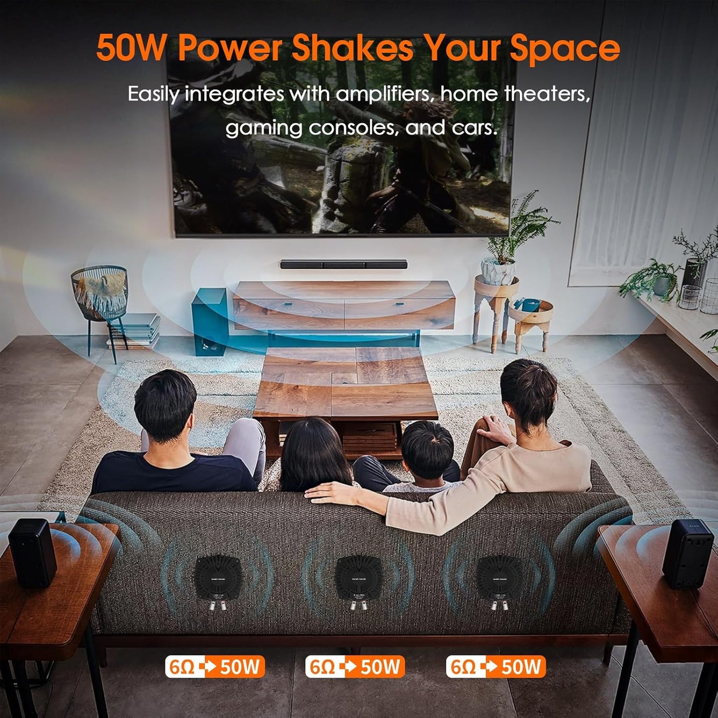 Douk Audio BS-1 Bass Shaker: 50W High Power Buttkicker - Tactiele transducer - Subwoofer dieptepunten voor thuisbioscoop, auto audio en gaming stoel vibratie onderdompeling (1 paar)