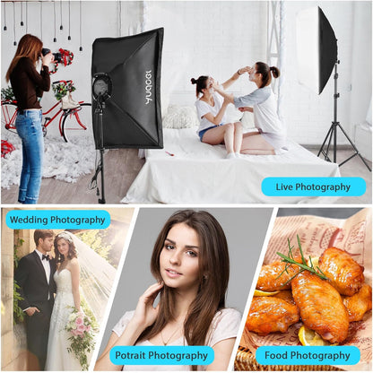 Softbox Set – Fotostudio – Studiolampen – Studioverlichting – Lichtset – 2 x 50 x 70 Cm – 2 x 80 W Tweekleurig Ledlicht 2800K-6000K – Met 2 x Lichtstatieven En Afstandsbediening