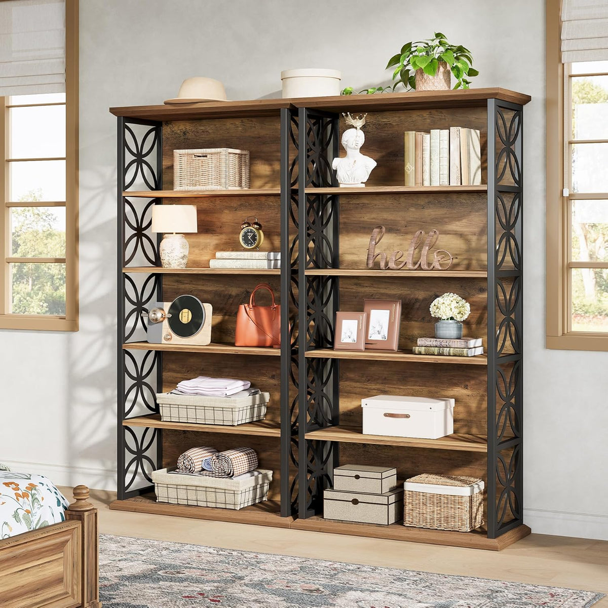 Tribesigns 6 Tier Bookshelf, 71 Inch Metal Frame Industrial Bookcase, Freestanding Open Storage Shelves for Home Office, Living Room, Bedroom
