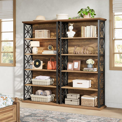 Tribesigns 6 Tier Bookshelf, 71 Inch Metal Frame Industrial Bookcase, Freestanding Open Storage Shelves for Home Office, Living Room, Bedroom