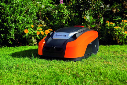 Yard Force YardForce X100i Robotmaaier met app-bediening, zelfrijdende grasmaaier, robot met multizone-programma, accu gazonrobot voor maximaal 1000 m² gazon en 40% helling, 28 V, zwart/oranje